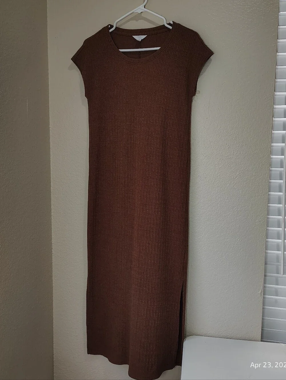 LOT OF 3  Womens XS Ribbed Maxi Column Dress BLACK NAVY BROWN BASIC CASUAL COMFY - Picture 6 of 6